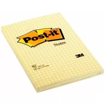   Öntapadó jegyzettömb, 102x152 mm, 100 lap, kockás, 3M POSTIT, sárga
