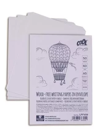 Írólap, famentes, A5, 20/50, COOL BY VICTORIA "Borítékos" 60g