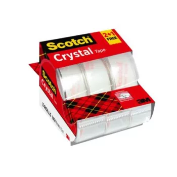   Ragasztószalag adagolón, kézi, 19 mm x 7,5 m, 3M SCOTCH "Crystal", 2+1 akció