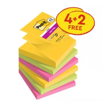   Öntapadó jegyzettömb, "Z", 76x76 mm, 4+2x90 lap, 3M POSTIT "Carnival", vegyes