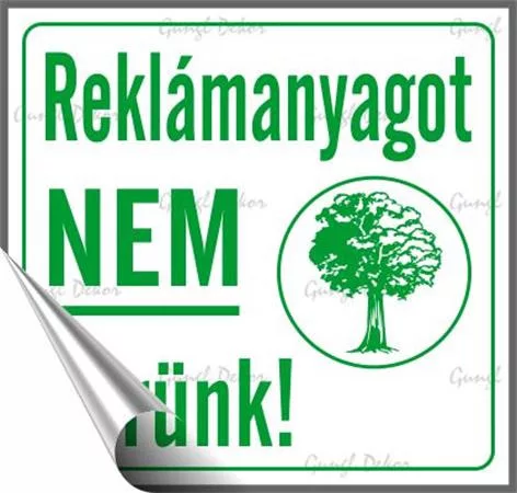 Információs matrica, 8,7x8,3 cm, "Reklámanyagot nem kérünk"
