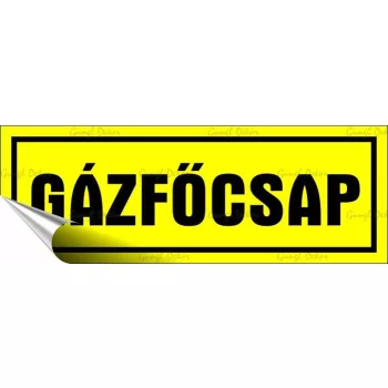 Információs matrica, 14x5 cm, "Gázfőcsap"
