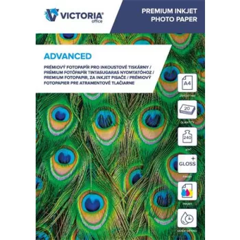   Fotópapír, tintasugaras, A4, 240 g, fényes, VICTORIA PAPER "Advanced"