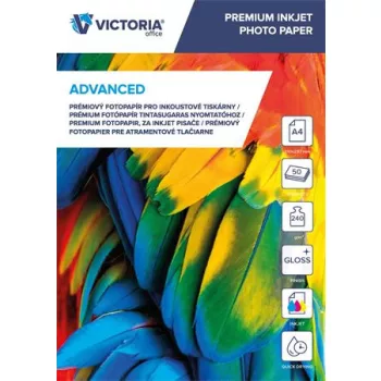   Fotópapír, tintasugaras, A4, 240 g, fényes, VICTORIA PAPER "Advanced"