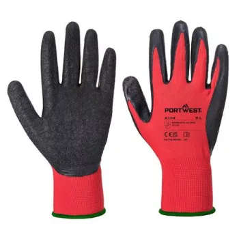   Védőkesztyű, latex, L méret "Flex Grip", piros-fekete