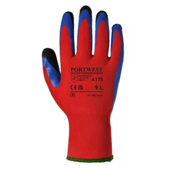   Védőkesztyű, latex, L méret "Duo-Flex", piros-kék