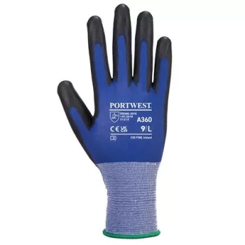   Védőkesztyű, nylon, PU tenyéren mártott, L méret "Senti-Flex", kék