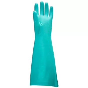   Védőkesztyű, nitril, vegyszerálló, hosszúszárú, XL méret, zöld