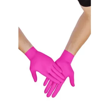   Védőkesztyű, egyszer használatos, nitril, S méret, 100 db, púder nélküli, magenta