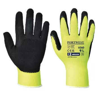   Védőkesztyű, nylon, latexhab, tenyerén mártott, XL méret "Hi-Vis Grip", sárga