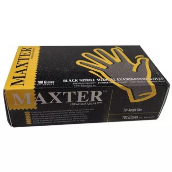   Védőkesztyű, egyszer használatos, nitril, XL méret, 100 db, púder nélküli, fekete