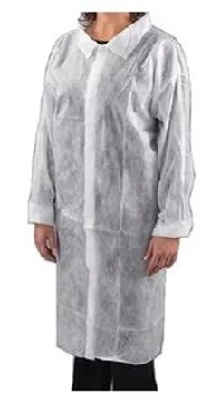Látogató köpeny, egyszer használatos, tépőzáras, polipropilén, 20g, XL méret, fehér