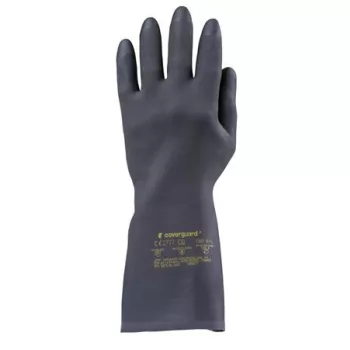   Védőkesztyű, neoprén, vegyszerálló, érdesített, kesztyű, 9/L méret, fekete