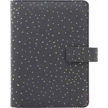   Kalendárium, gyűrűs, betétlapokkal, personal méret, FILOFAX, "Confetti", fekete