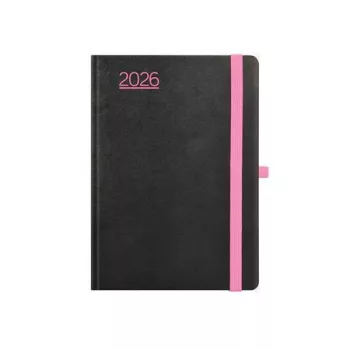   Naptár, tervező, A5, heti, TOPTIMER, "Nero", fekete-pink