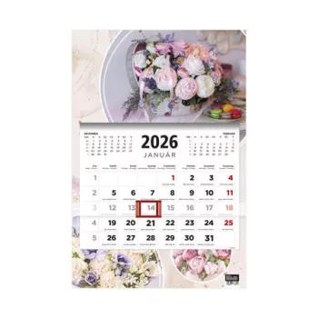   Naptár, speditőr, három hónapos, egy tömbös, TOPTIMER, "Virágok"