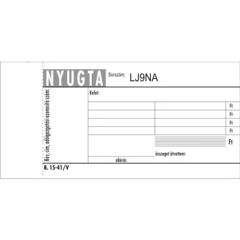   Nyomtatvány, nyugta 4 soros, 50x2, VICTORIA PAPER "B.15-41", 20 tömb/csomag