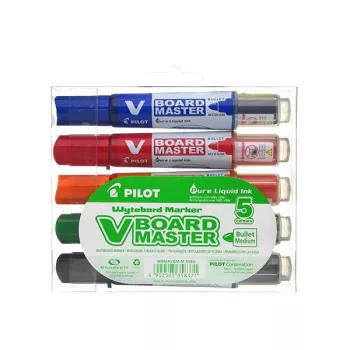   Táblamarker készlet, 2,3 mm, kúpos, PILOT "V-Board Master", 5 különböző szín