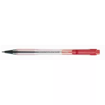   Golyóstoll, 0,27 mm, nyomógombos, átlátszó tolltest, PILOT "BP-S Matic", piros