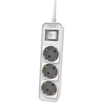   Elosztósor, 3 csatlakozóaljzat, 1,5 m kábel, PHILIPS, fehér