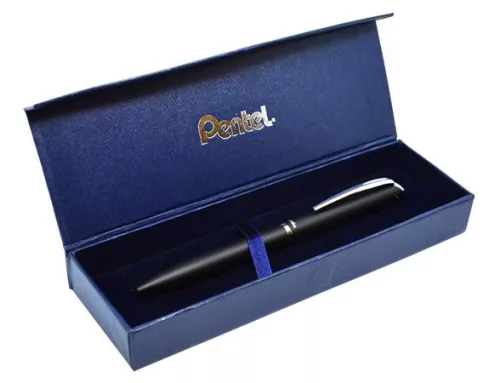 Zseléstoll, 0,35 mm, rotációs, fekete tolltest, PENTEL "EnerGel BL-2007", fekete, ajándék kék betéttel
