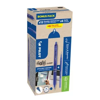   Rollertoll, 0,35 mm, törölhető, nyomógombos, PILOT "Frixion Clicker, Bonus Pack", kék + betét