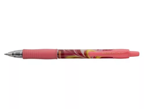 Zseléstoll, 0,32 mm, nyomógombos, rózsaszín tolltest, PILOT "G-2 Flow", kék