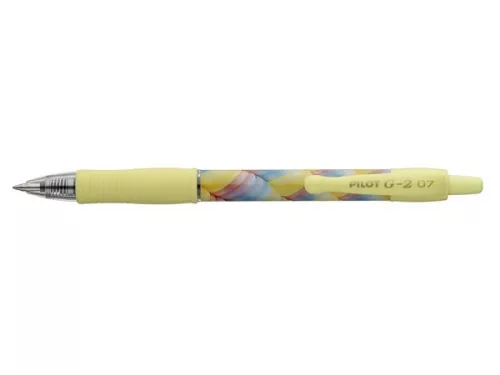 Zseléstoll, 0,32 mm, nyomógombos, sárga tolltest, PILOT "G-2 Flow", kék
