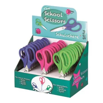   Olló display, iskolai, 14,5 cm, PLUS "Fitcut Smart", 3 különböző szín