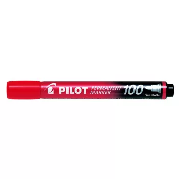  Alkoholos marker, 1 mm, kúpos, PILOT "Permanent Marker 100", piros