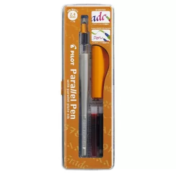   Töltőtoll, 0,5-2,4 mm, narancssárga kupak, PILOT "Parallel Pen"