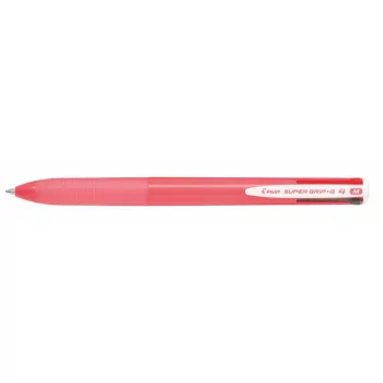   Golyóstoll, 0,27 mm, nyomógombos, rózsaszín tolltest, PILOT "Super Grip G", négyszínű