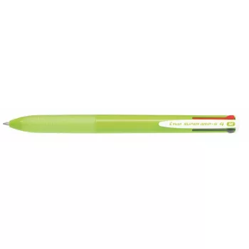   Golyóstoll, 0,27 mm, nyomógombos, világoszöld tolltest, PILOT "Super Grip G", négyszínű