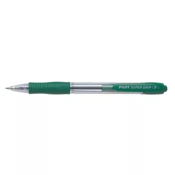   Golyóstoll, 0,22 mm, nyomógombos, PILOT "Super Grip", zöld