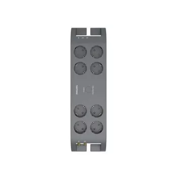   Elosztósor, 8 csatlakozóaljzat, túlfeszültség-védelemmel, 2 m kábel, PHILIPS, sötétszürke