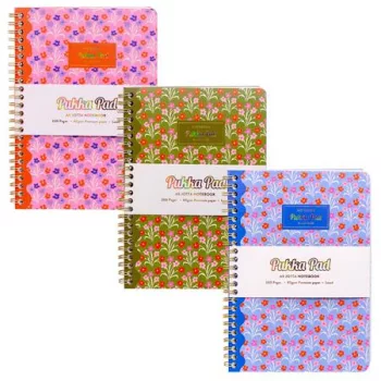   Spirálfüzet, A5, vonalas, 100 lap, PUKKA PAD "Floral Jotta Notebook", vegyes minta
