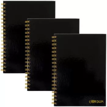   Spirálfüzet, B5, vonalas, 80 lap, FSC, PUKKA PAD "Carpe Diem", fekete