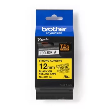   Feliratozógép szalag, 12 mm x 8 m, BROTHER, "TZe-631" sárga-fekete