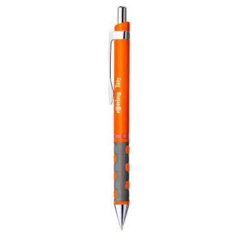   Golyóstoll, 0,8 mm, nyomógombos, neonnarancs tolltest, ROTRING "Tikky", kék