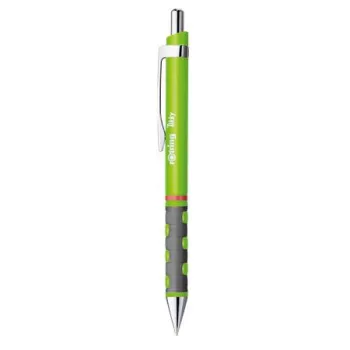   Golyóstoll, 0,8 mm, nyomógombos, neonzöld tolltest, ROTRING "Tikky", kék