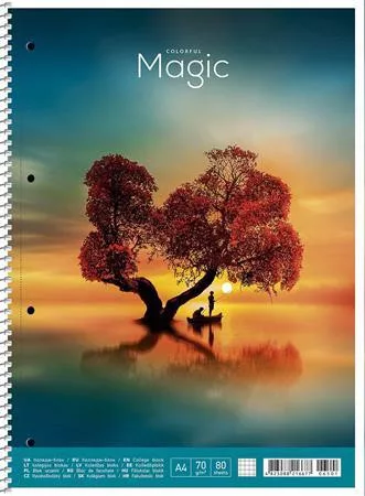 Spirálfüzet, A4+, kockás, 80 lap, SHKOLYARYK "Colourful magic", vegyes
