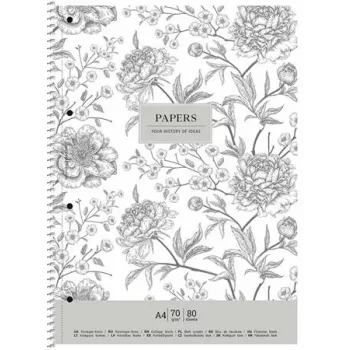   Spirálfüzet, A4+, kockás, 80 lap, SHKOLYARYK "Vintage flowers", vegyes