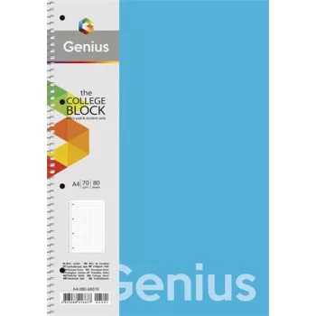   Spirálfüzet, A4, kockás, 80 lap, PP bortító, SHKOLYARYK "Genius", vegyes