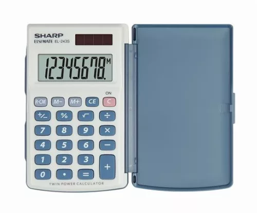 Zsebszámológép, 8 számjegy, fedeles, SHARP "EL-243S"