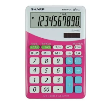   Számológép, asztali, 10 számjegy, SHARP "EL-M332", pink