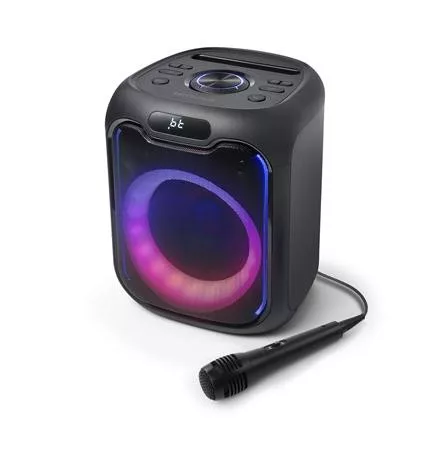 Hangszóró, Bluetooth, mikrofonnal, LED fényekkel, 150W, MUSE "M-1803DJ", fekete
