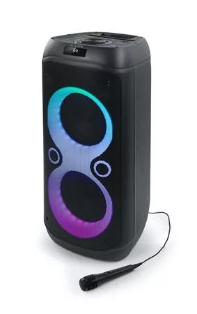 Hangszóró, Bluetooth, mikrofonnal, LED fényekkel, 600W, MUSE "M-1937DJ", fekete