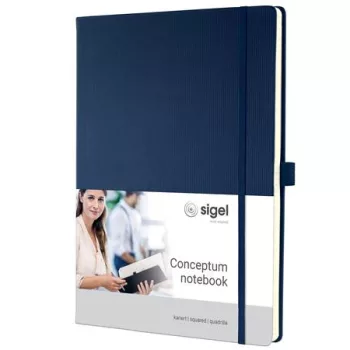   Jegyzetfüzet, exkluzív, A4, kockás, 97 lap, keményfedeles, SIGEL "Conceptum", éjkék