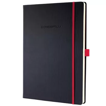   Jegyzetfüzet, exkluzív, A4, vonalas, 97 lap, keményfedeles, SIGEL "Conceptum Red Edition", fekete-piros