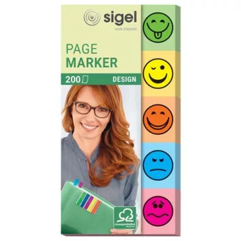   Jelölőcímke, papír, 5x40 lap, 20x50 mm, SIGEL "Smile", vegyes szín
